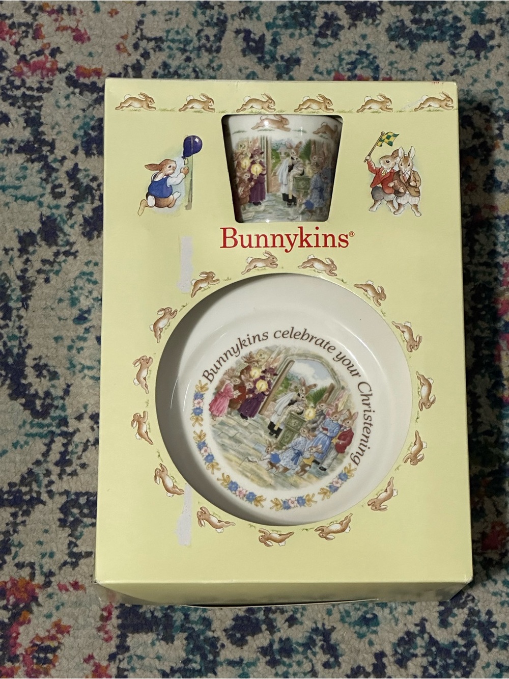 Bunnykins Christening Plate & Cup Set - Royal Dalton - new in box